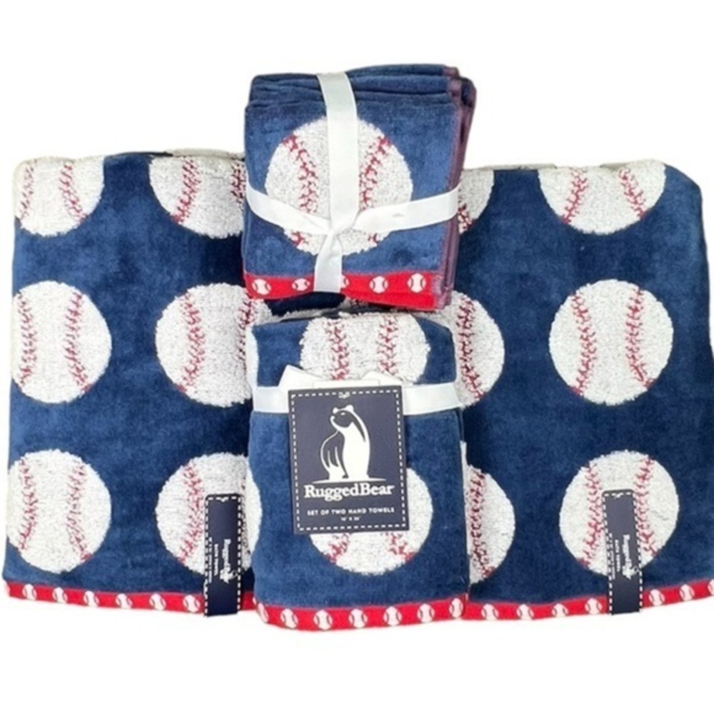 Rugged Bear - ‘Baseball’ bath towel set. NWT Firm! No offers please!